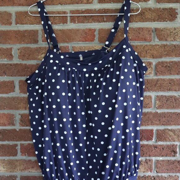 lands end swim top * loose * polka dot * navy / white * size 24W * euc - Picture 3 of 14